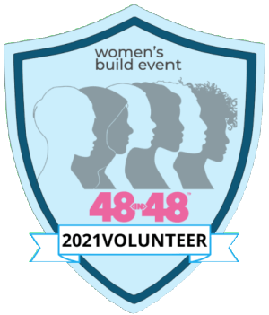 volunteer badge for women's build event 2021